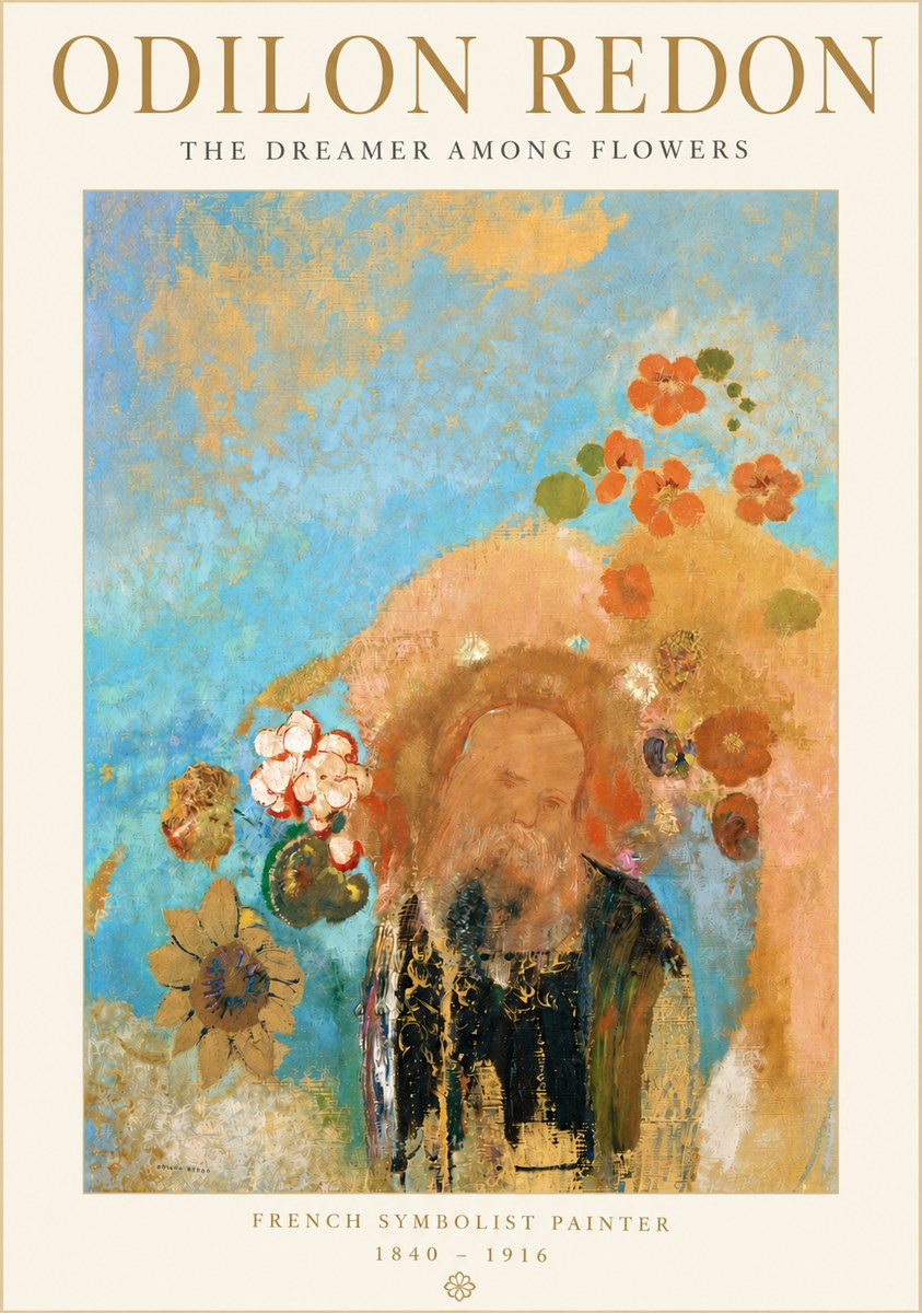 Odilon Redon The Dreamer Among Flowers No3 - Poster