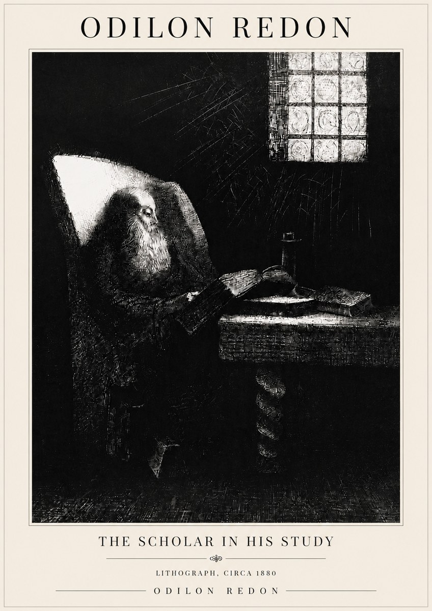 Odilon Redon The Scholar in His Study No6 - Poster