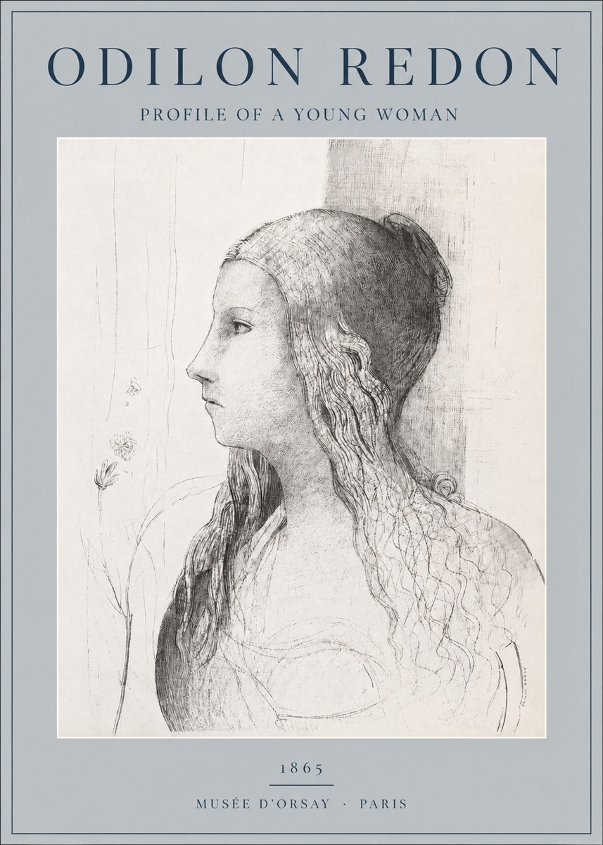 Odilon Redon Profile of a Young Woman No2 - Poster