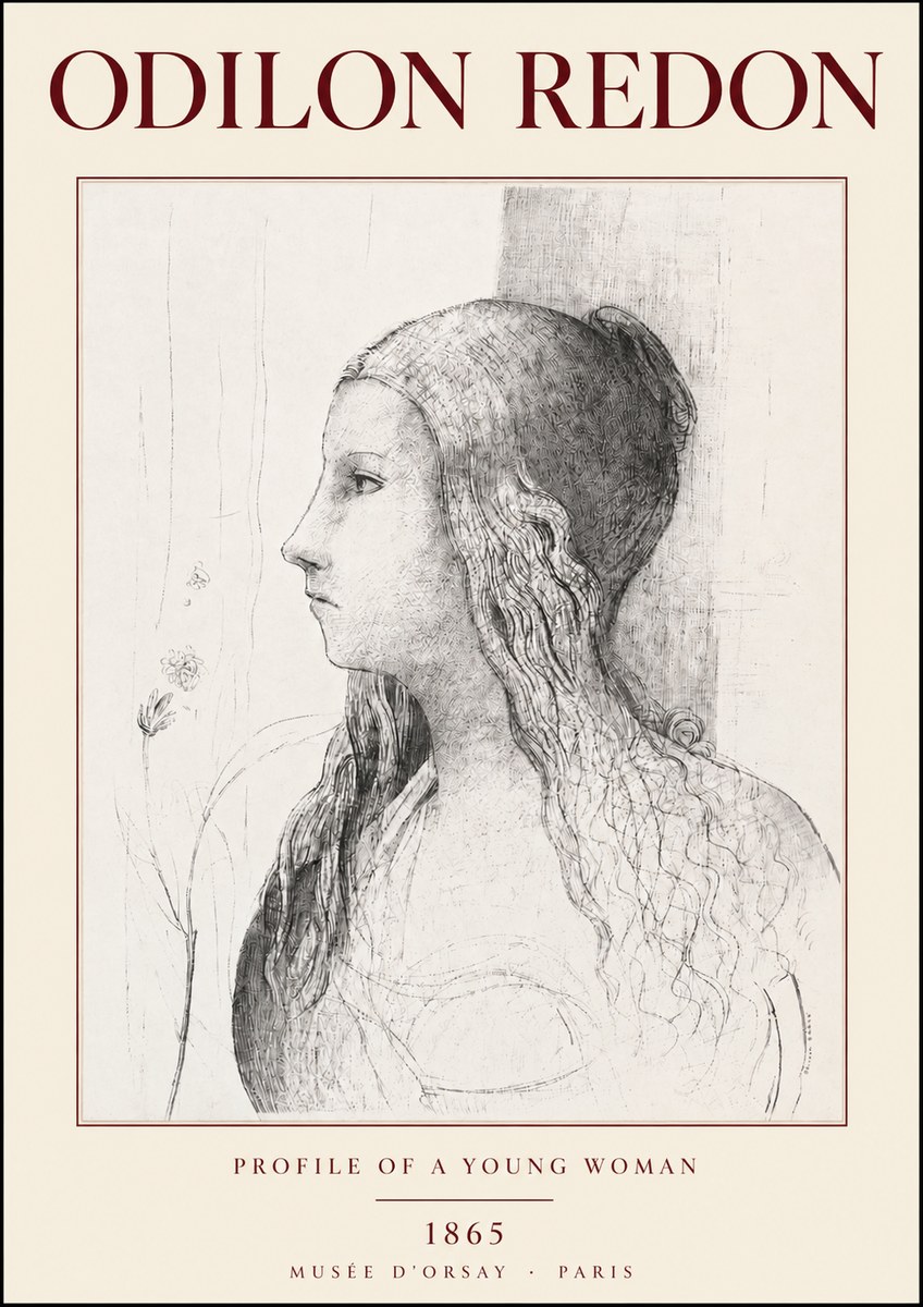 Odilon Redon Profile of a Young Woman No3 - Poster