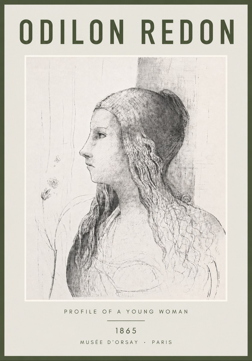 Odilon Redon Profile of a Young Woman No4 - Poster