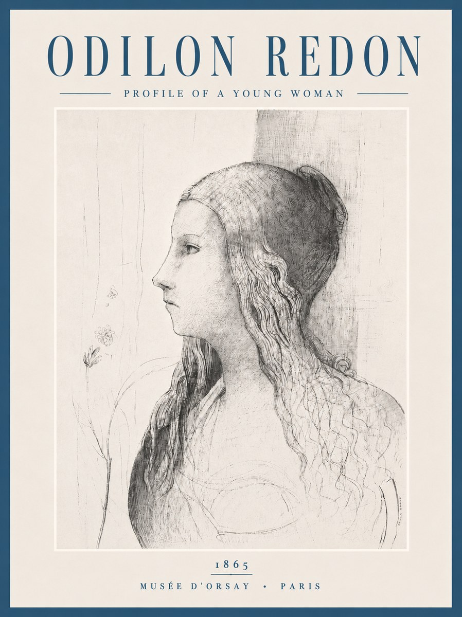 Odilon Redon Profile of a Young Woman No6 - Poster