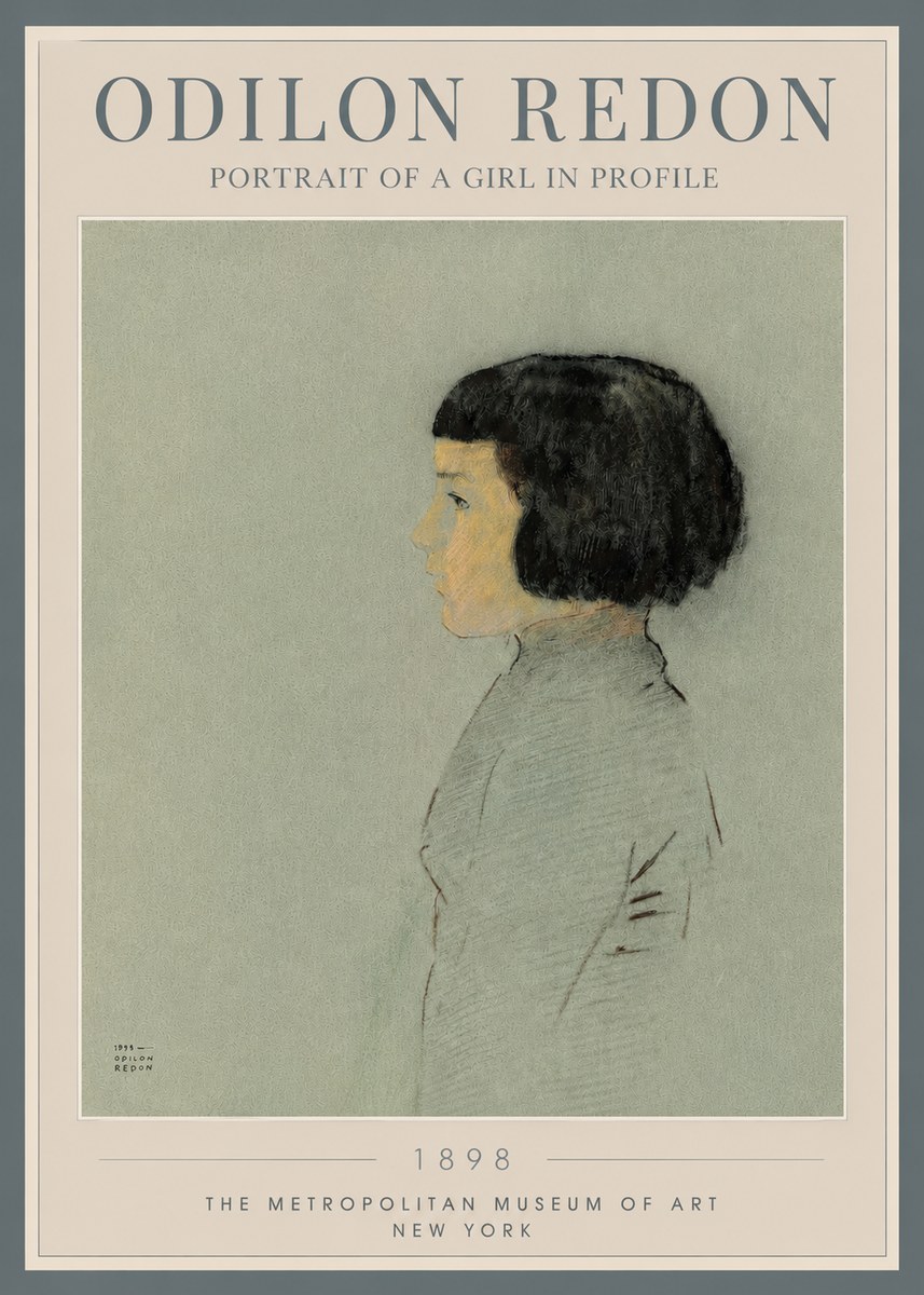 Odilon Redon Portrait of a Girl in Profile No3 - Poster