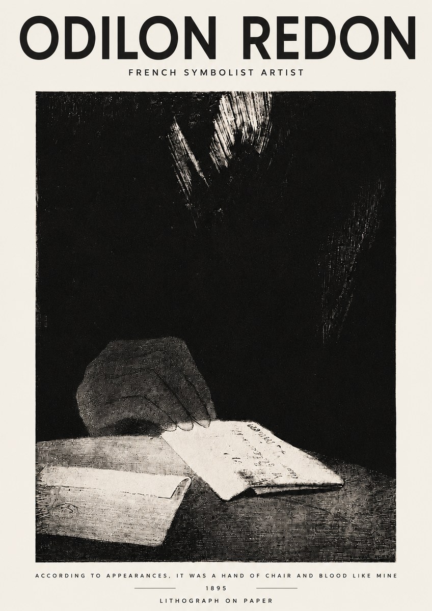 Odilon Redon According to Appearances, It Was a Hand of Chair and Blood Like Mine, No3 - Poster