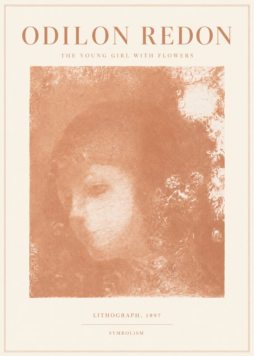 Odilon Redon The Young Girl with Flowers No3 - Poster