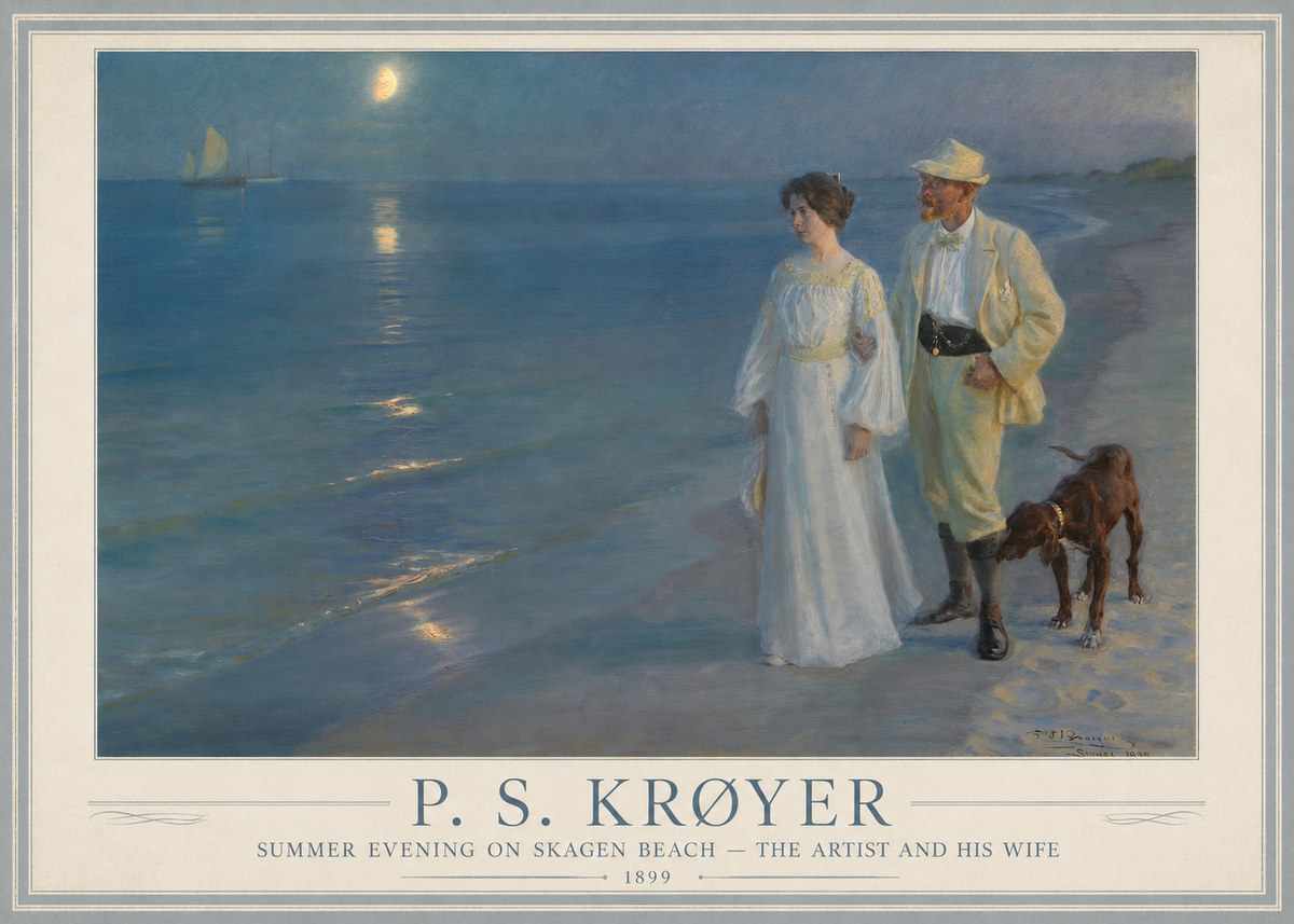 P.S. Krøyer Summer Evening on Skagen Beach — the Artist and His Wife No1 - Poster