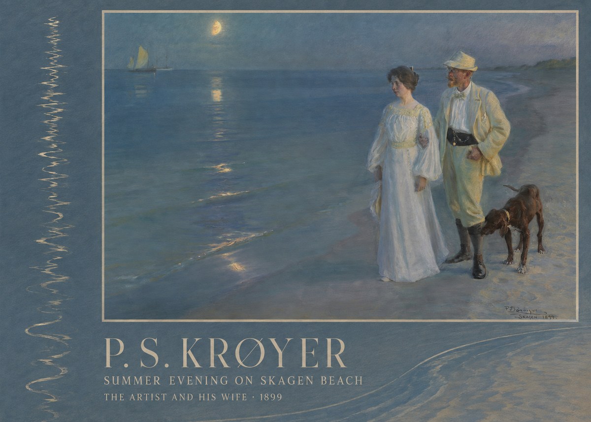 P.S. Krøyer Summer Evening on Skagen Beach — the Artist and His Wife No2 - Poster