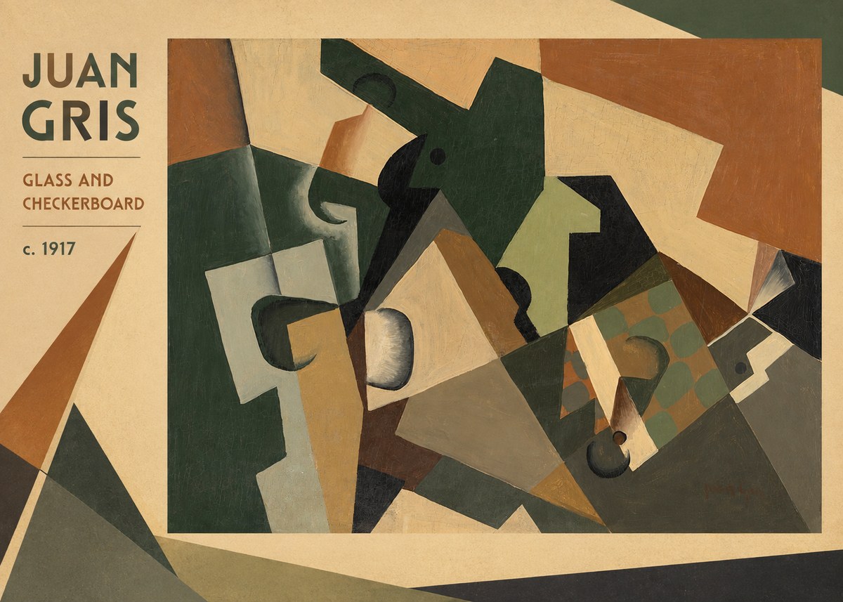 Juan Gris Glass and Checkerboard No3 - Poster