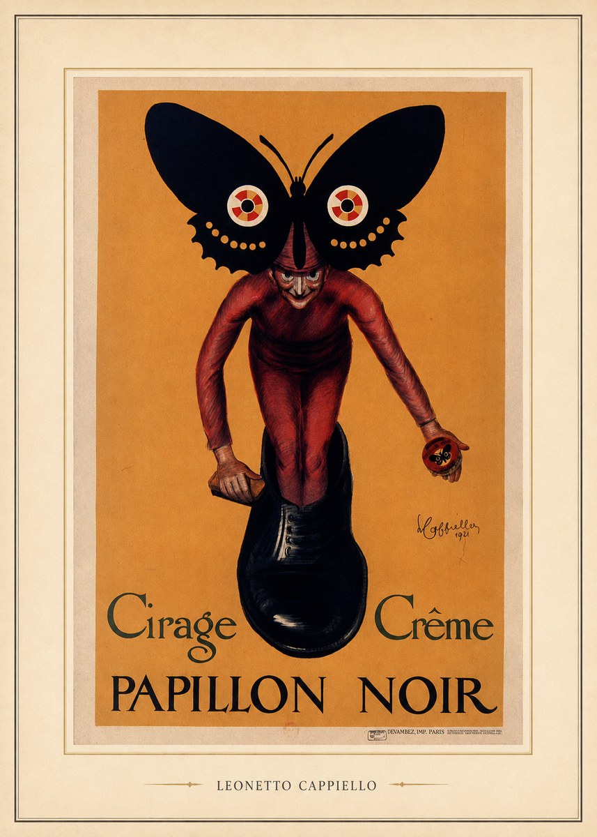 Leonetto Cappiello Cirage Crème Papillon Noir No5 - Poster