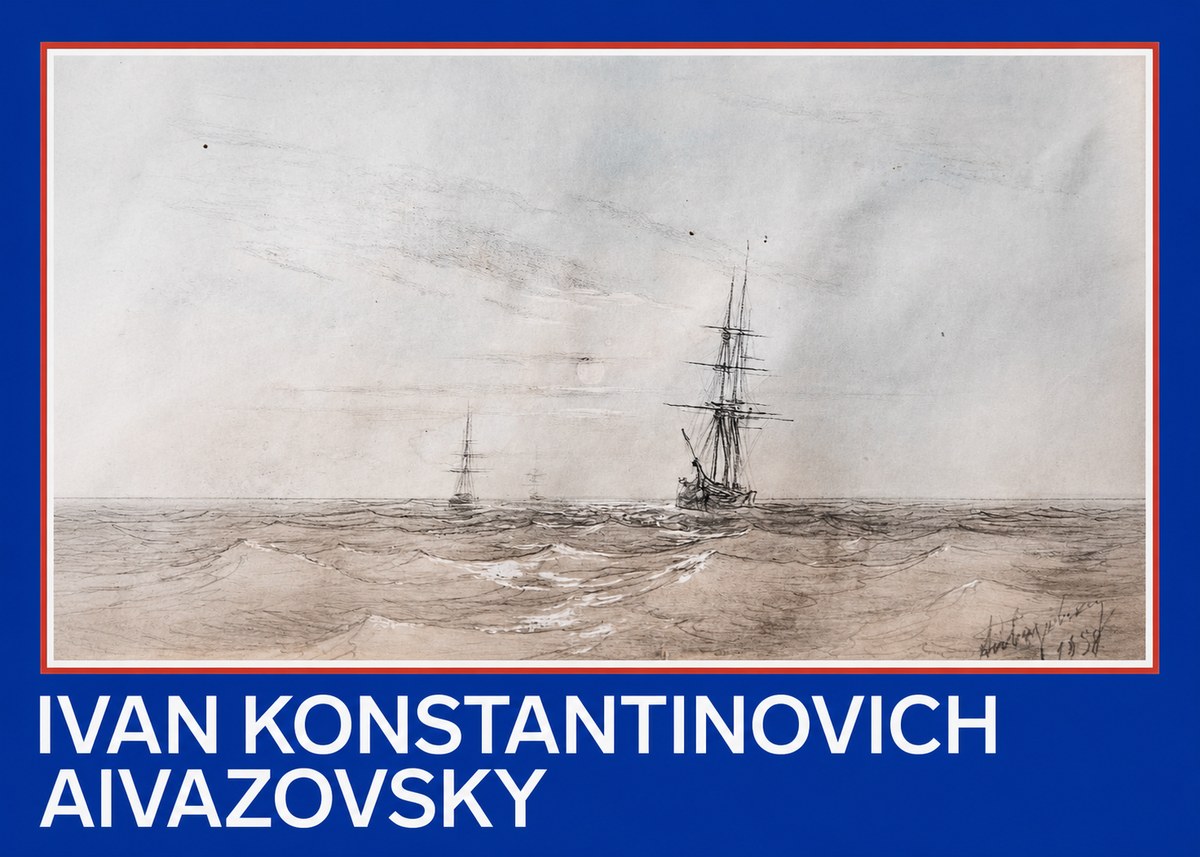 Ivan Konstantinovich Aivazovsky Two Sailing Ships at Sea No2 - Poster