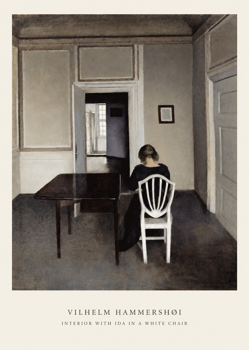 Vilhelm Hammershøi Interior with Ida in a White Chair No6 - Poster