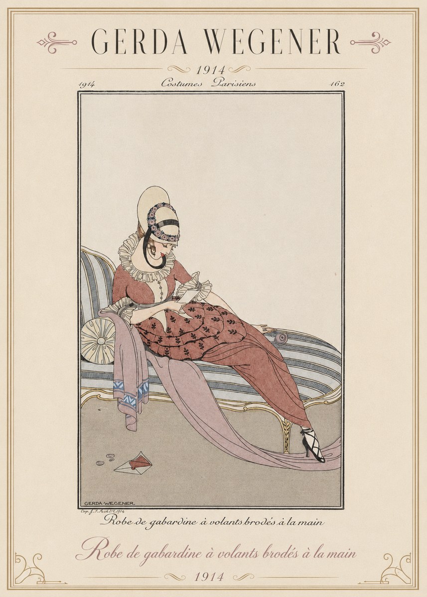 Gerda Wegener Robe De Gabardine À Volants Brodés À La Main II No1 - Poster