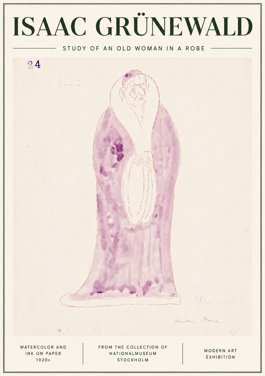 Isaac Grünewald Study of an Old Woman in a Robe No3 - Poster