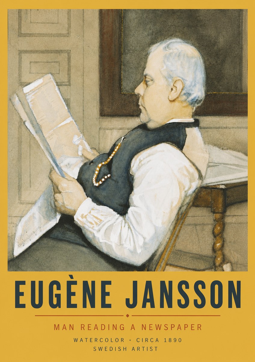 Eugène Jansson Man Reading a Newspaper No6 - Poster
