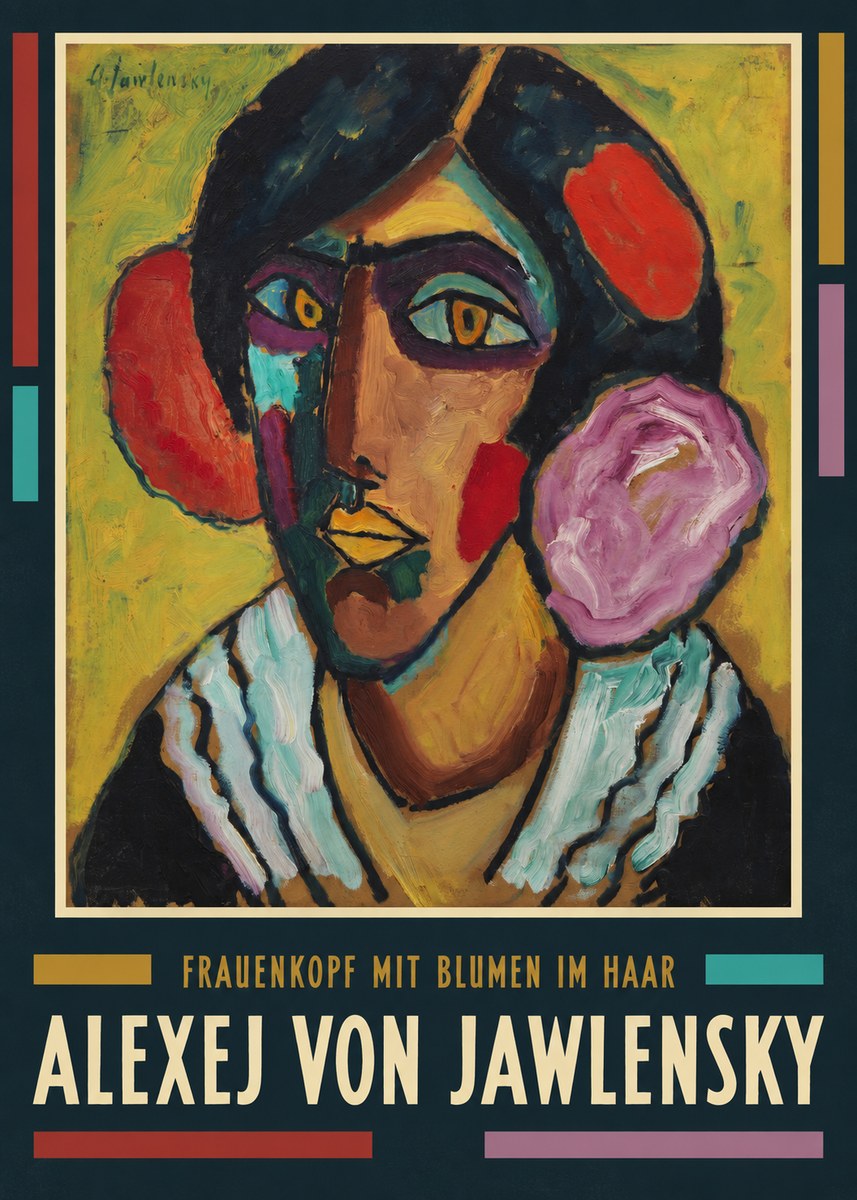 Alexej von Jawlensky Frauenkopf Mit Blumen Im Haar No3 - Poster