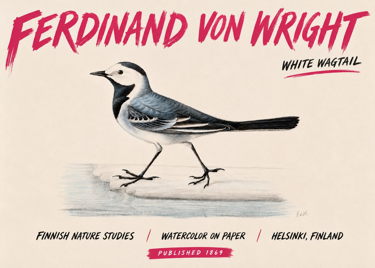 Ferdinand von Wright White Wagtail No6 - Poster