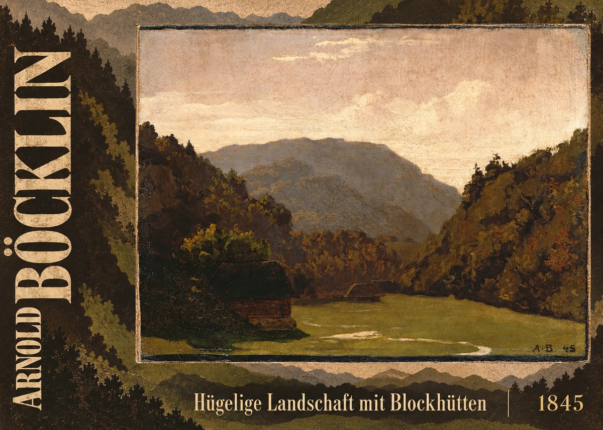 Arnold Böcklin Hügelige Landschaft Mit Blockhütten No5 - Poster