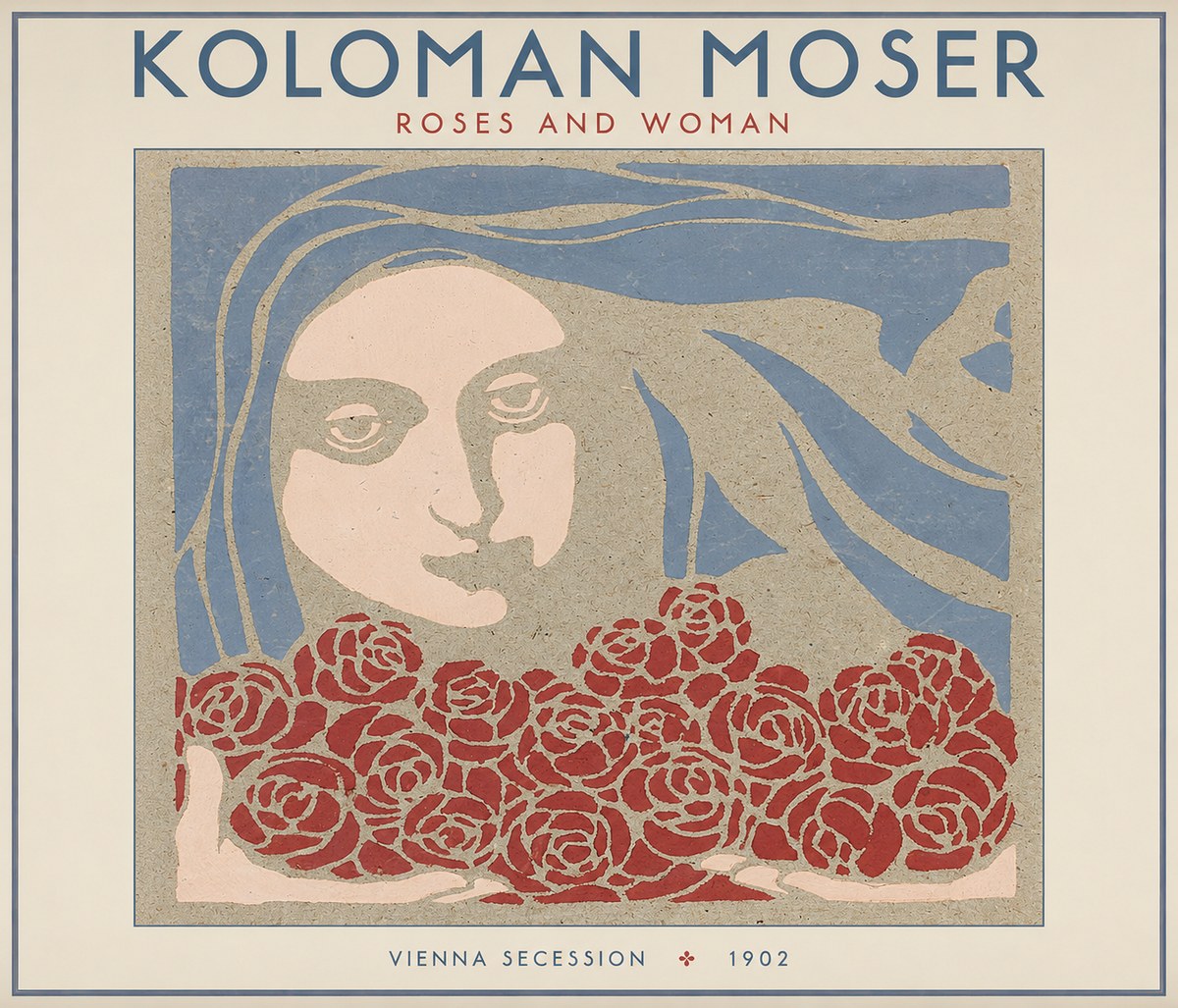 Koloman Moser Roses and Woman No1 - Poster