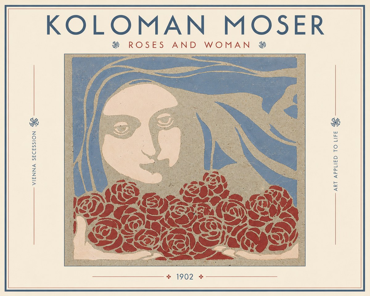 Koloman Moser Roses and Woman No3 - Poster
