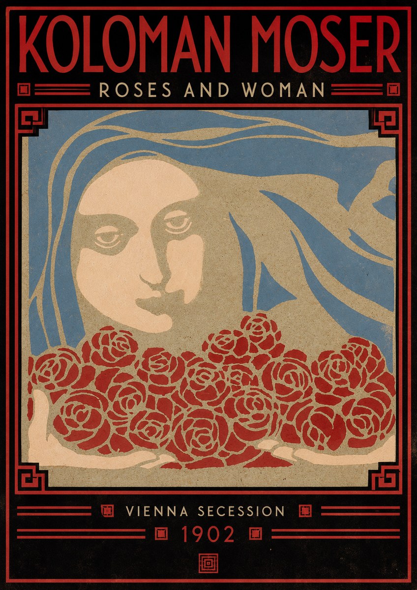 Koloman Moser Roses and Woman No5 - Poster