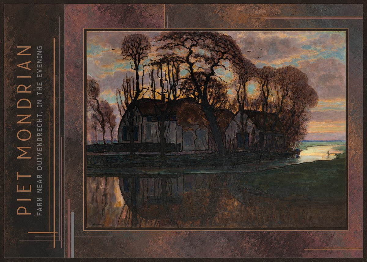 Piet Mondrian Farm Near Duivendrecht, in the Evening No2 - Poster