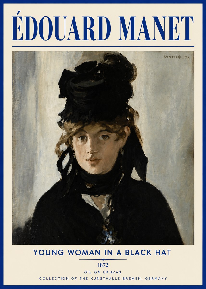 Édouard Manet Young Woman in a Black Hat I No5 - Poster