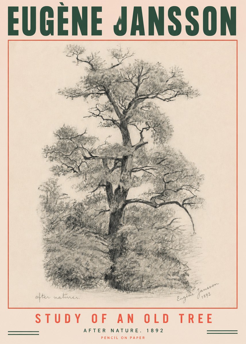 Eugène Jansson Study of an Old Tree No3 - Poster