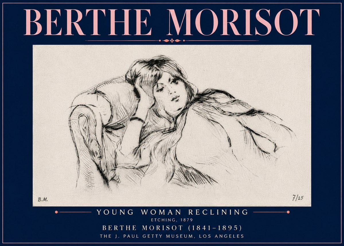Berthe Morisot Young Woman Reclining I No5 - Poster
