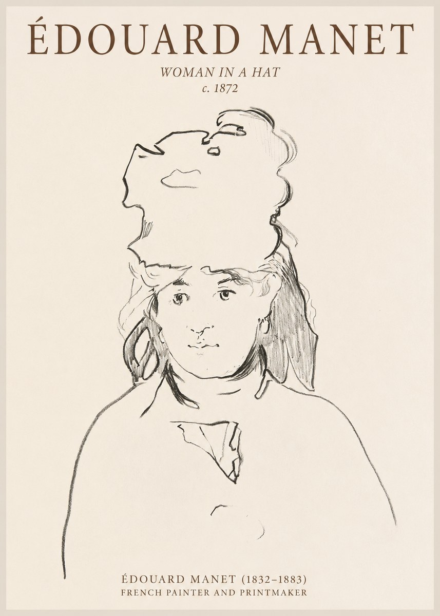 Édouard Manet Woman in a Hat No1 - Poster