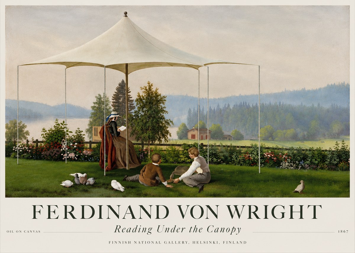 Ferdinand von Wright Reading Under the Canopy No4 - Poster