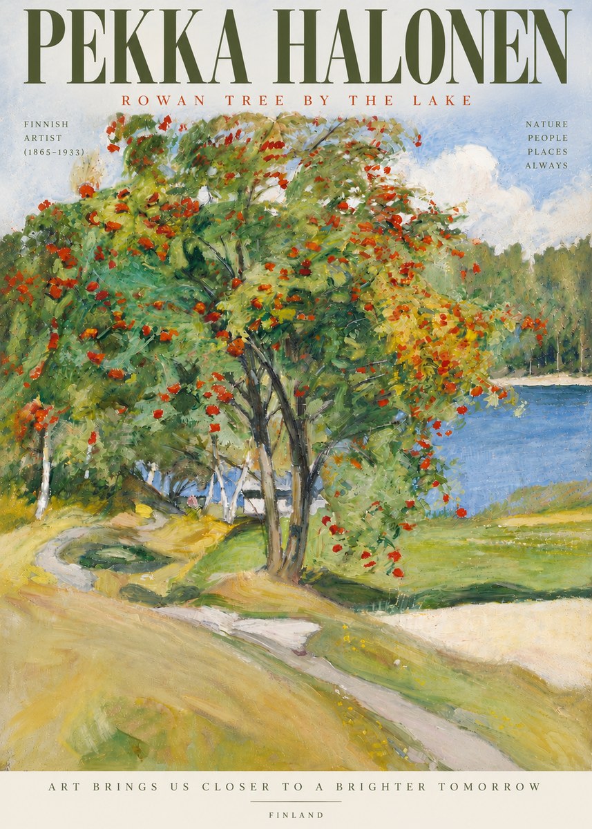 Pekka Halonen Rowan Tree by the Lake No4 - Poster