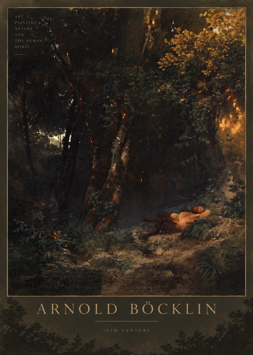 Arnold Böcklin A Faun Asleep No6 - Poster