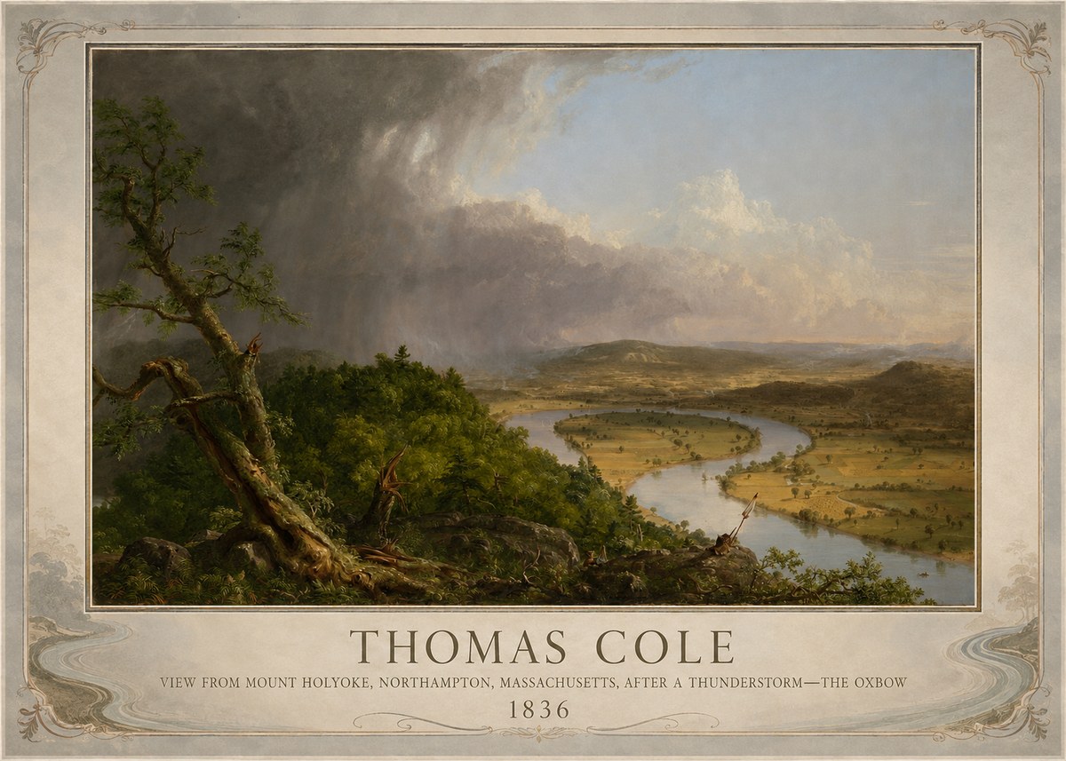 Thomas Cole View from Mount Holyoke, Northampton, Massachusetts, After a Thunderstorm—the Oxbow II No6 - Poster