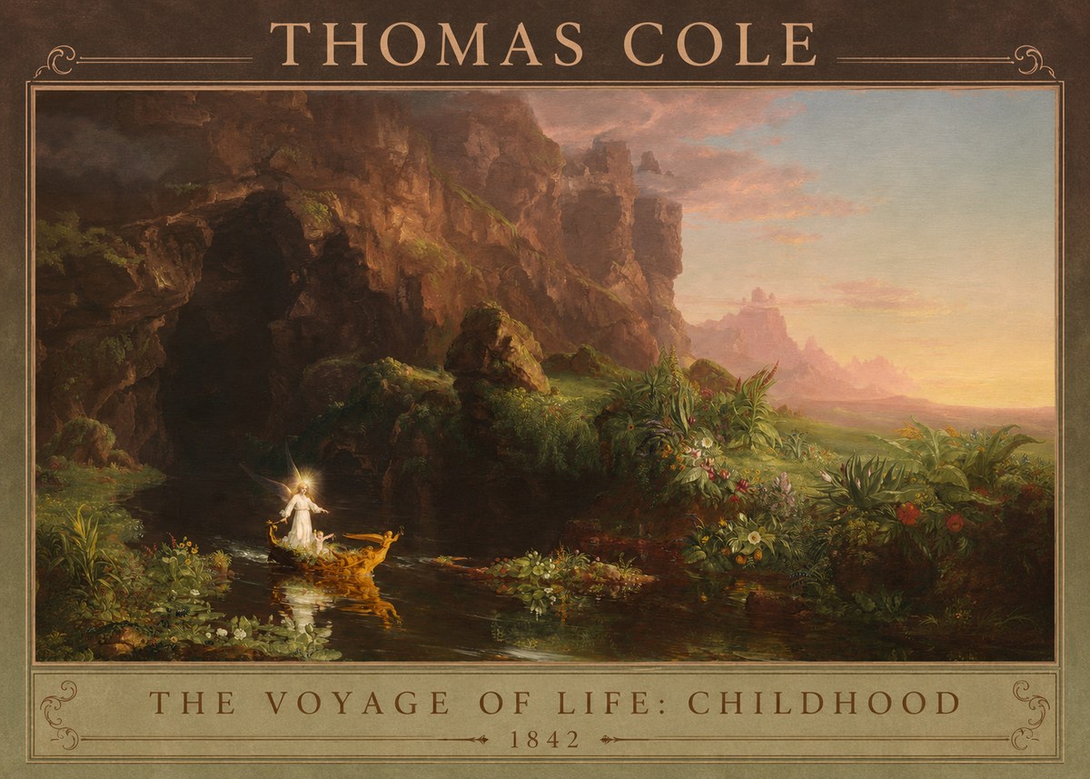 Thomas Cole The Voyage of Life: Childhood III No1 - Poster