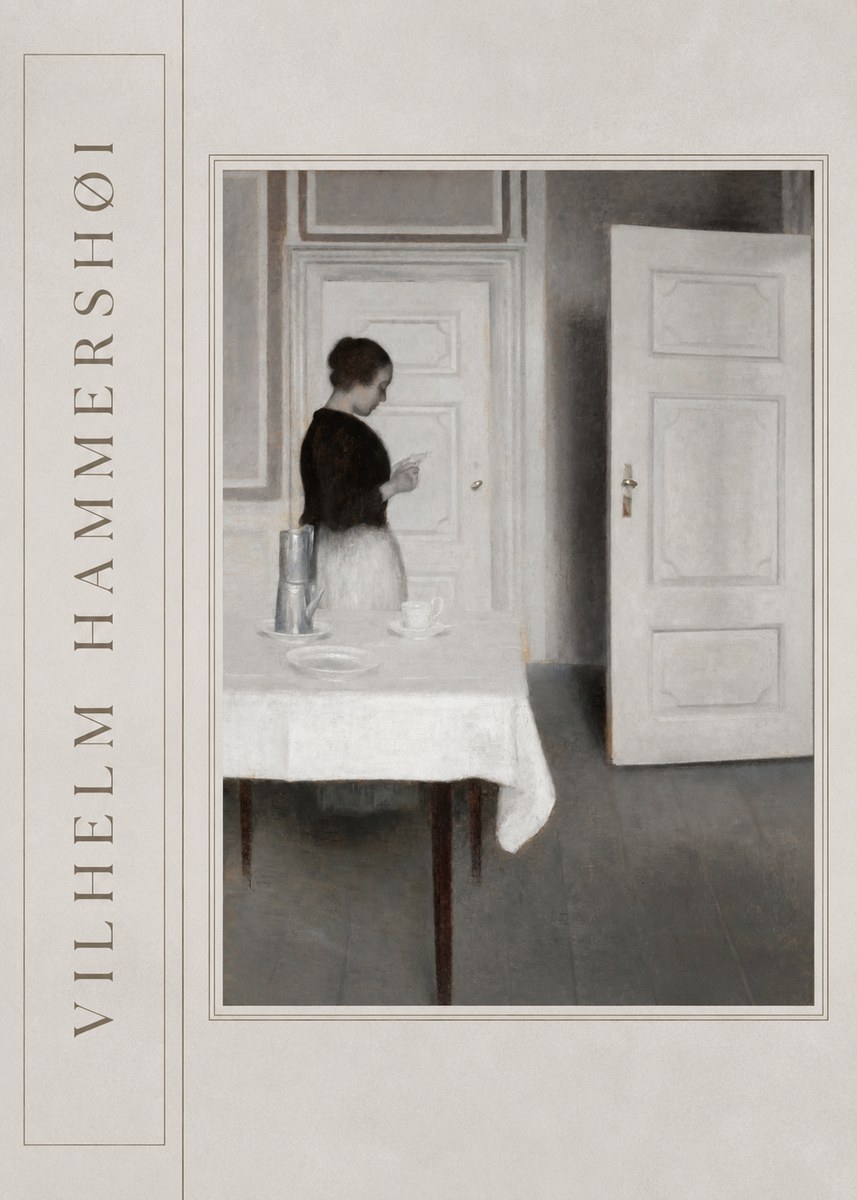 Vilhelm Hammershøi Interior with a Woman Reading a Letter No2 - Poster