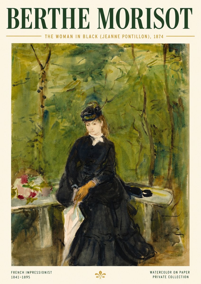 Berthe Morisot The Woman in Black (Jeanne Pontillon) No4 - Poster