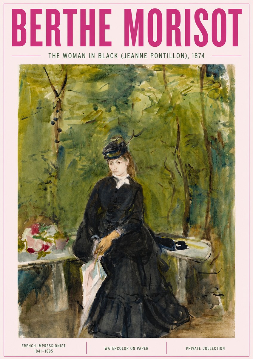 Berthe Morisot The Woman in Black (Jeanne Pontillon) No5 - Poster