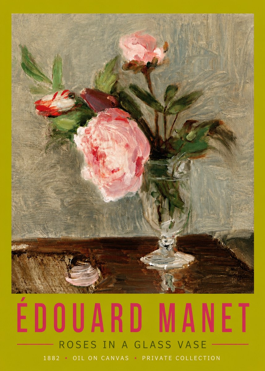 Édouard Manet Roses in a Glass Vase No5 - Poster
