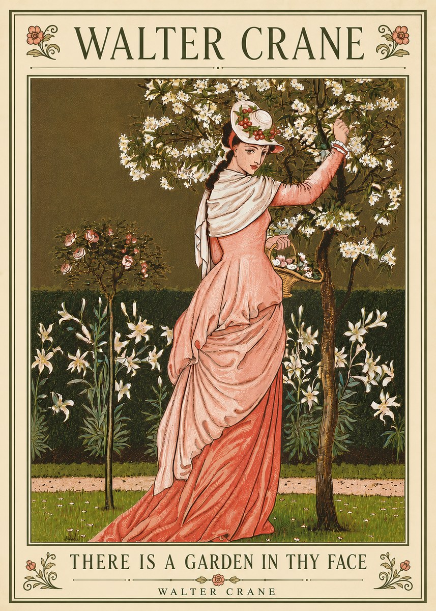 Walter Crane There Is a Garden in Thy Face II No6 - Poster