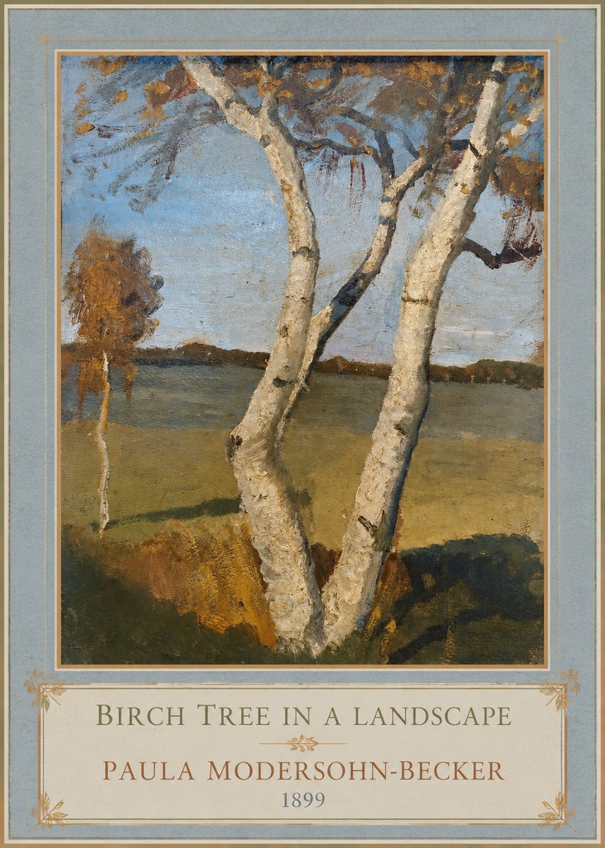 Paula Modersohn-Becker Birch Tree in a Landscape No1 - Poster