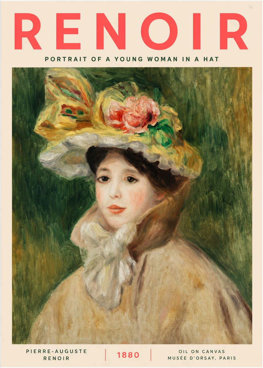 Renoir Portrait of a Young Woman in a Hat No2 - Poster