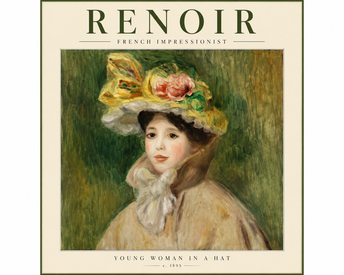 Renoir Portrait of a Young Woman in a Hat No3 - Poster
