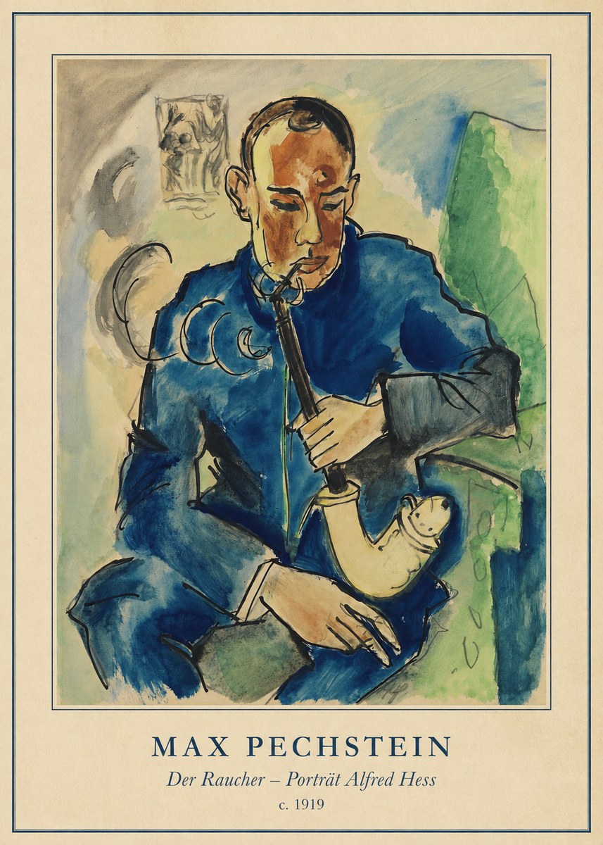 Max Pechstein Der Raucher – Porträt Alfred Hess No4 - Poster
