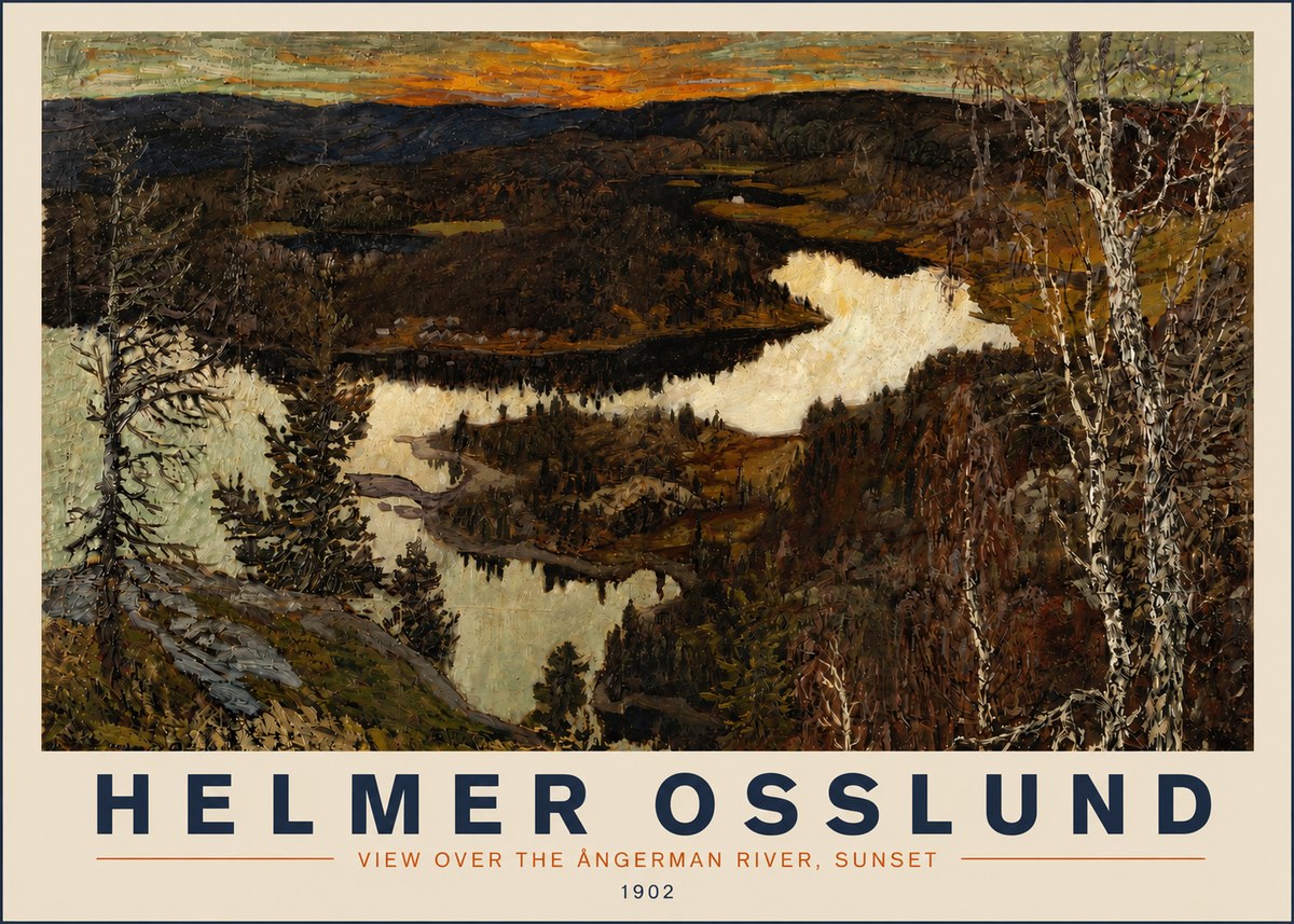 Helmer Osslund View over the Angerman River, Sunset No3 - Poster