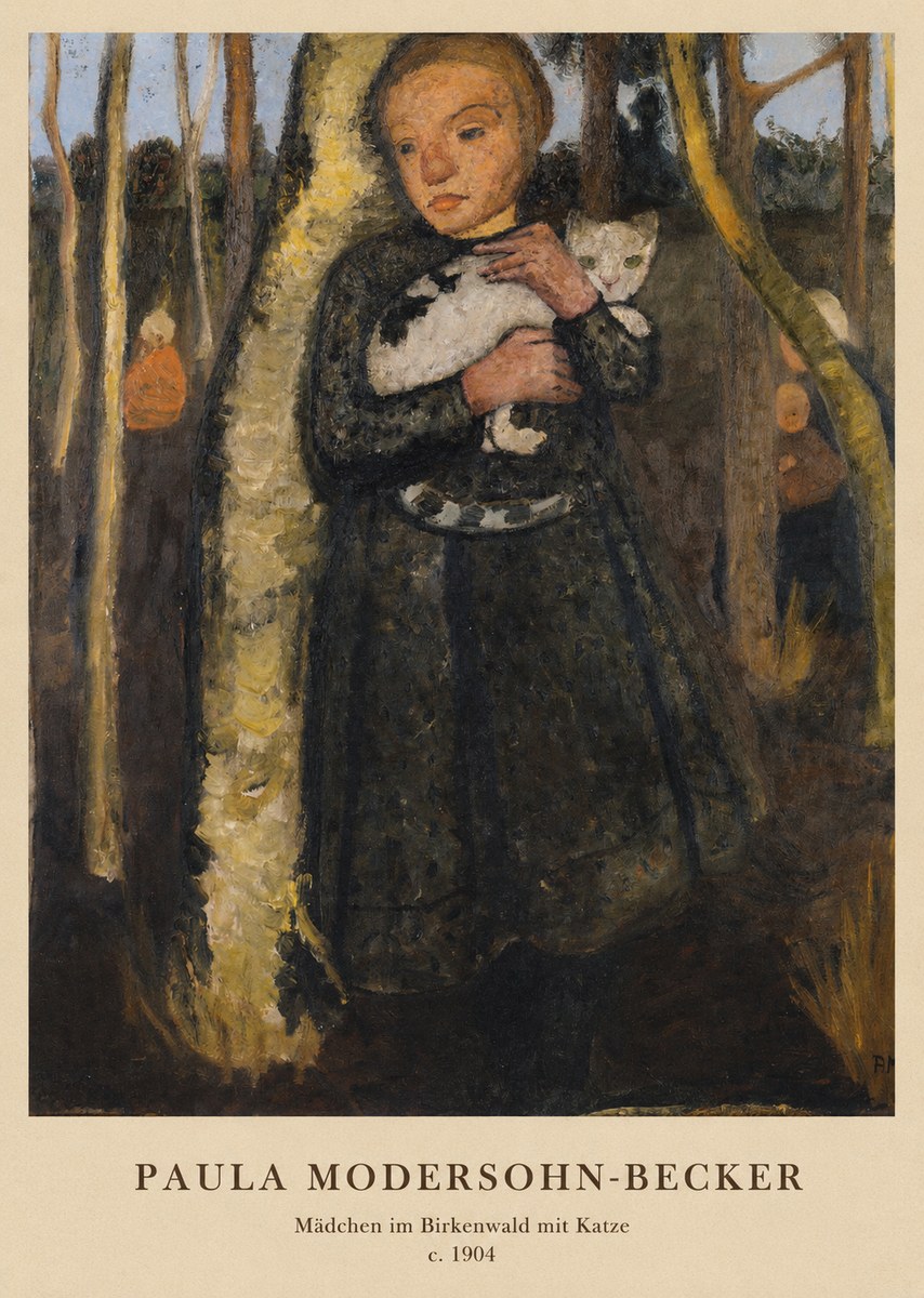 Paula Modersohn-Becker Mädchen Im Birkenwald Mit Katze No4 - Poster