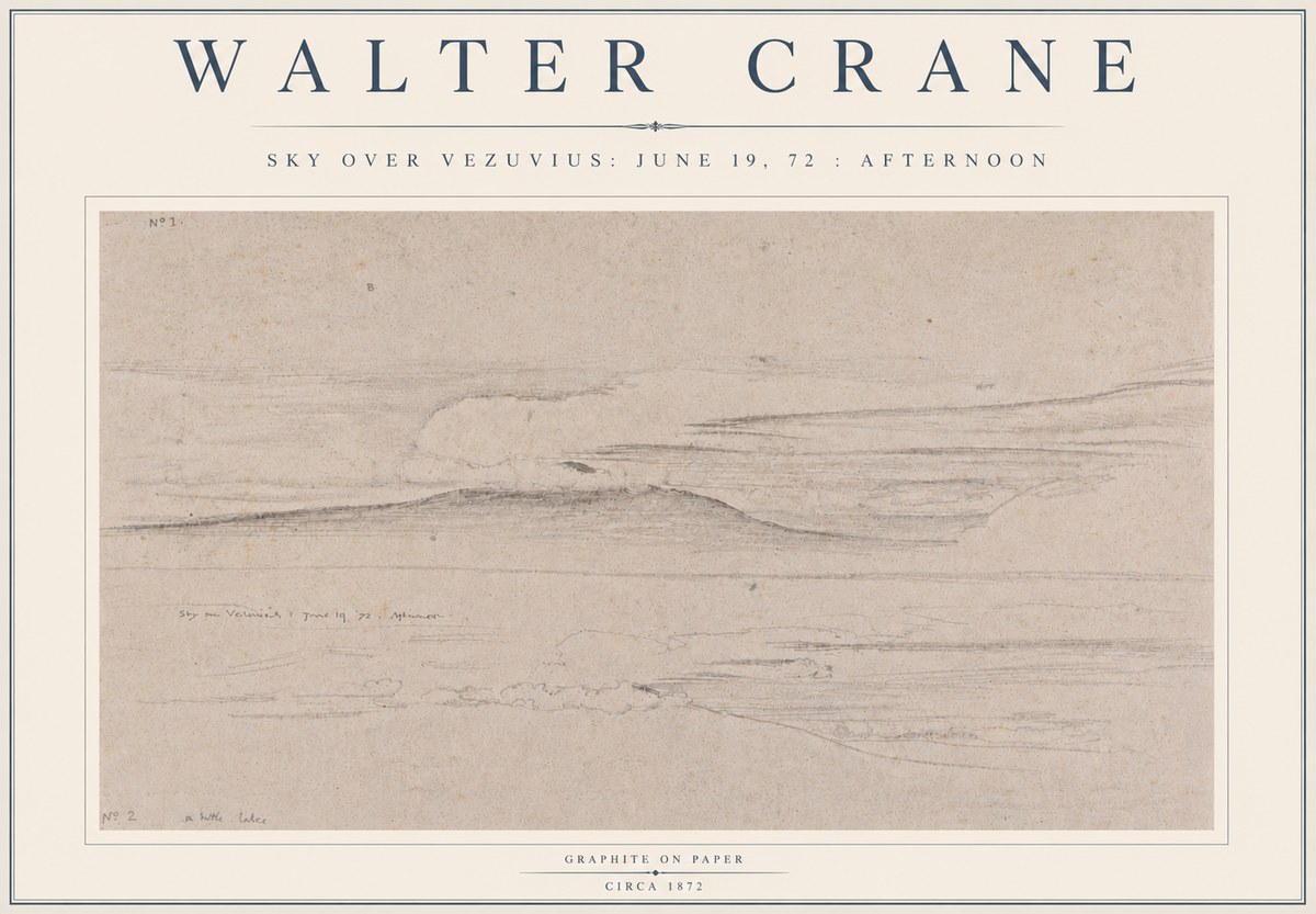 Walter Crane Sky over Vezuvius: June 19, 72 : Afternoon No5 - Poster