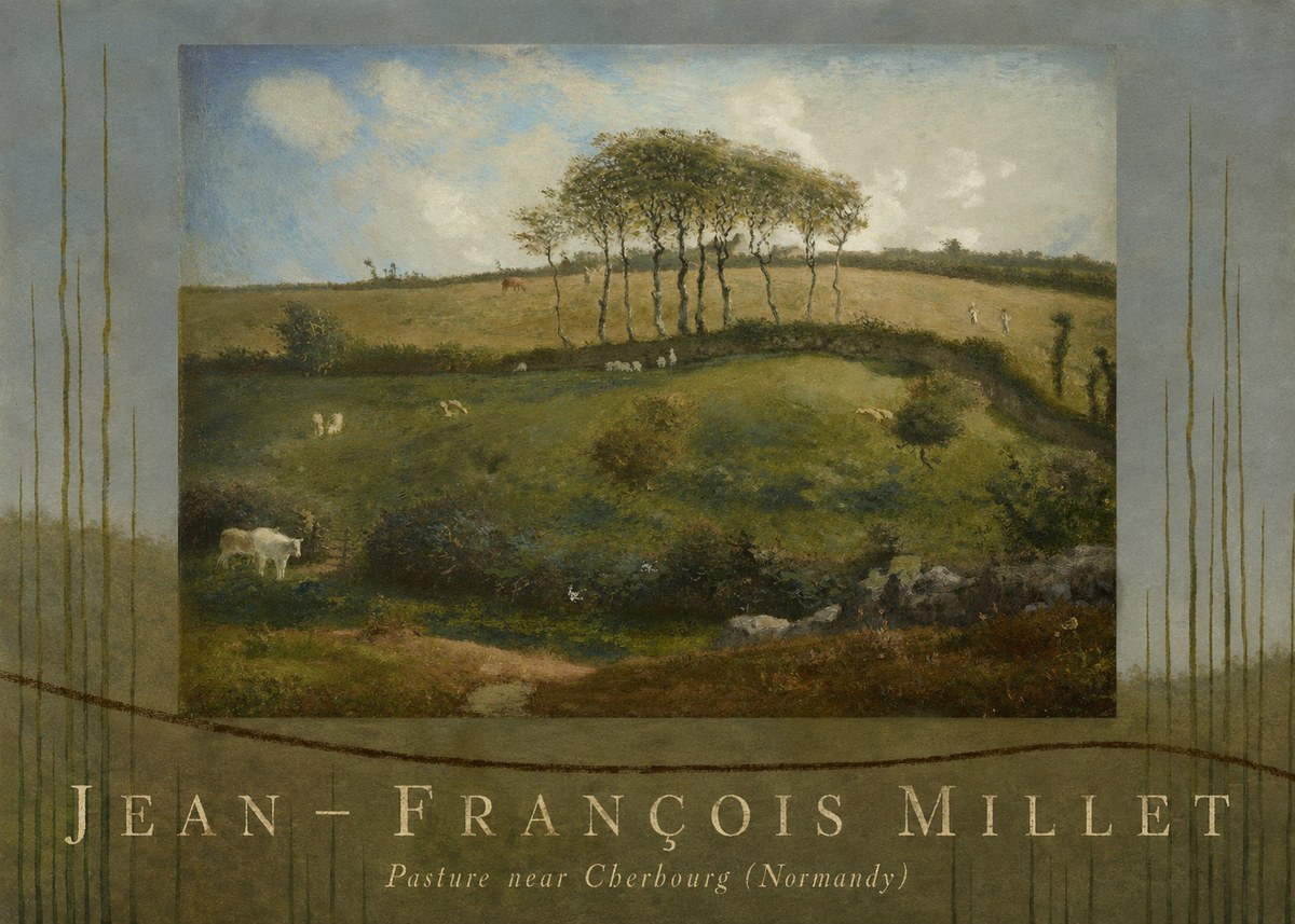 Jean-François Millet Pasture Near Cherbourg (Normandy) No6 - Poster