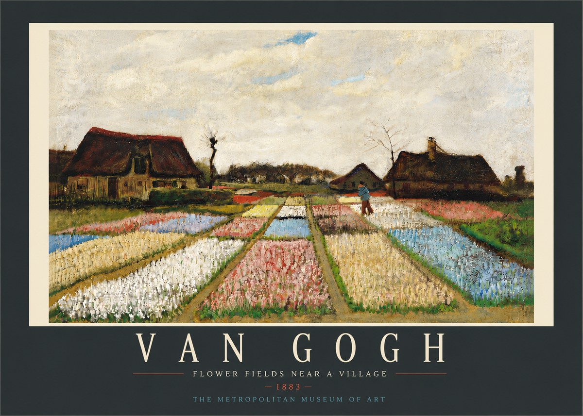 Van Gogh Flower Fields Near a Village No6 - Poster