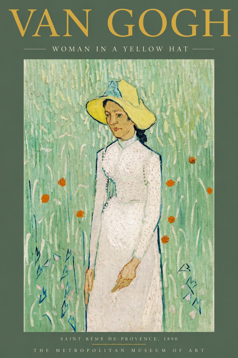 Van Gogh Woman in a Yellow Hat No4 - Poster