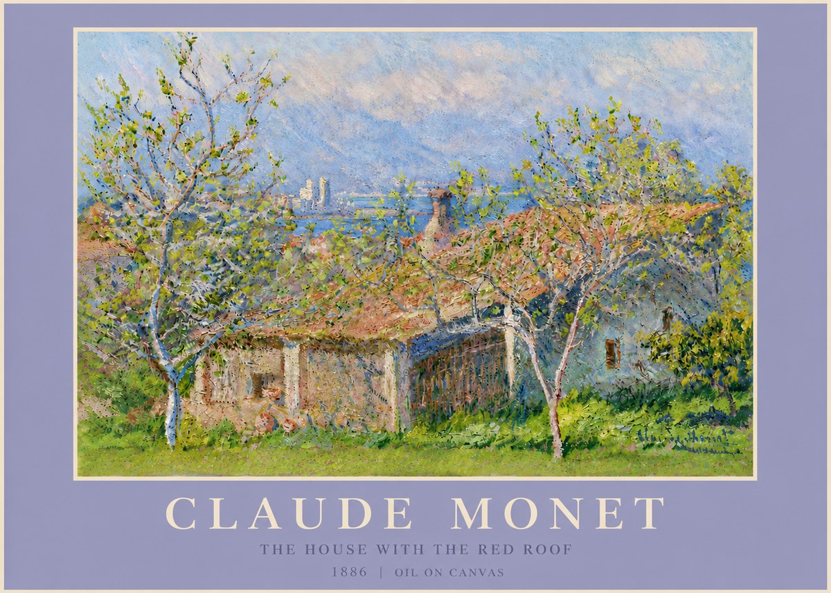Monet The House with the Red Roof No5 - Poster